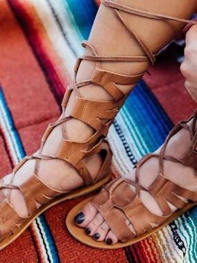 Free People Mesa Verde Tan Lace-Up Gladiator Sandals